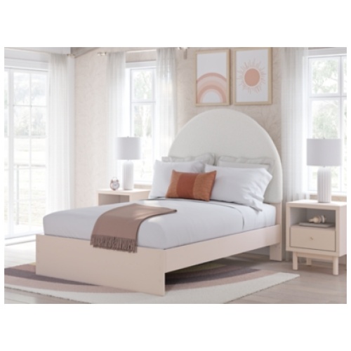 Wistenpine Full Upholstered Panel Bed, Blush
