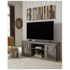 Wynnlow 2 Door 60" TV Stand with Open Center Shelving, Gray