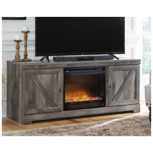 Wynnlow 63" TV Stand with Electric Fireplace for Mid Size Rooms, Gray