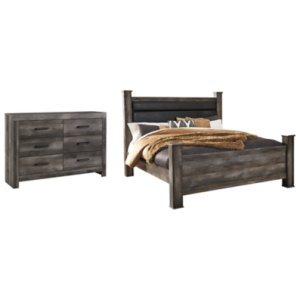 Wynnlow King Poster Bed with Dresser, Gray