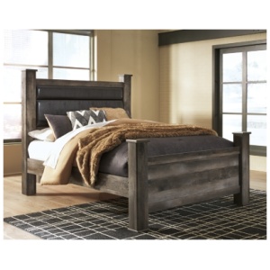 Wynnlow Queen Upholstered Poster Bed, Gray
