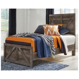 Wynnlow Twin Crossbuck Panel Bed, Gray