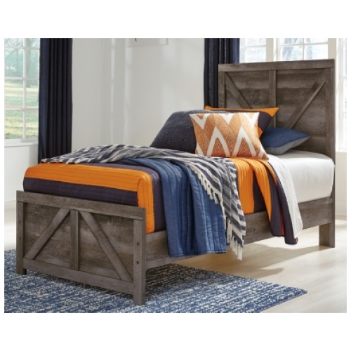 Wynnlow Twin Crossbuck Panel Bed, Gray