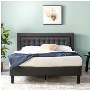 ZINUS Platform King Bed Frame with Headboard, Dark Gray