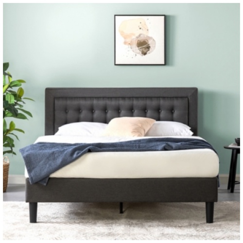 ZINUS Platform King Bed Frame with Headboard, Dark Gray