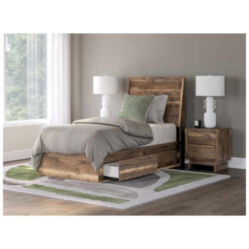 Zadilyn Twin Panel Bed with Storage, Brown