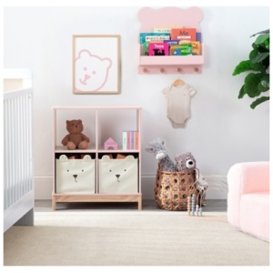 babyGap by Delta Children Brannan Bear Bookcase with Bins, Blush