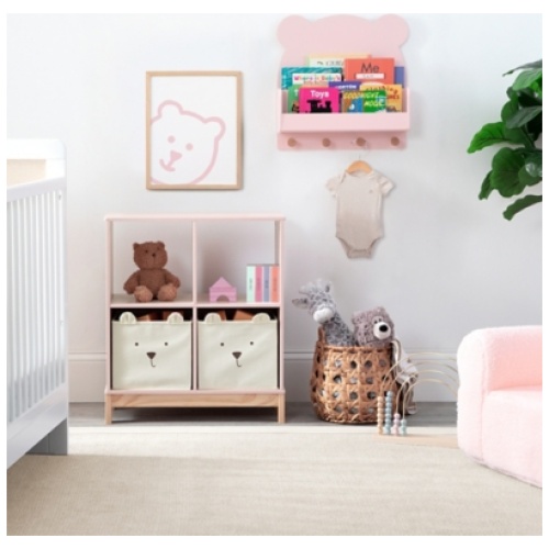 babyGap by Delta Children Brannan Bear Bookcase with Bins, Blush