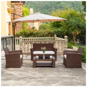 4-Piece Outdoor Patio Sofa Set with Cushions, White