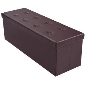 45 Inches Large Folding Ottoman Storage Seat - Brown