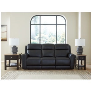 5Z-Relaxation Dual Power Leather Reclining Sofa, Onyx