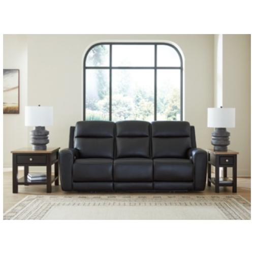 5Z-Relaxation Dual Power Leather Reclining Sofa, Onyx