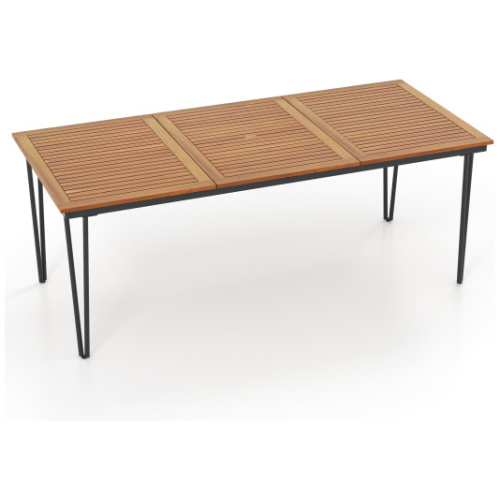 79 Inch 8-Person Outdoor Dining Table with 1.9 Inch Umbrella Hole