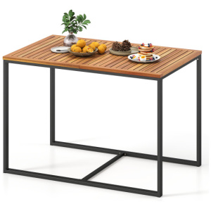 Acacia Wood Patio Dining Table with Metal Frame-Navy
