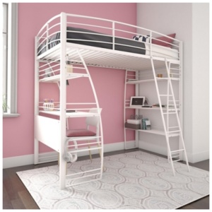 Atwater Living Lynn Twin Loft Bed with Desk and Shelves