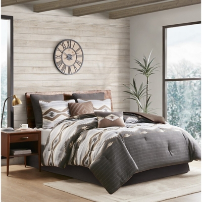Bitter Creek California King Oversized Comforter Set, Gray/Brown