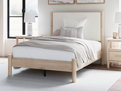 Cadmori Full Upholstered Panel Bed, Two-tone