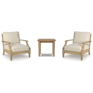 Clare View 2 Outdoor Chairs with End Table, Beige