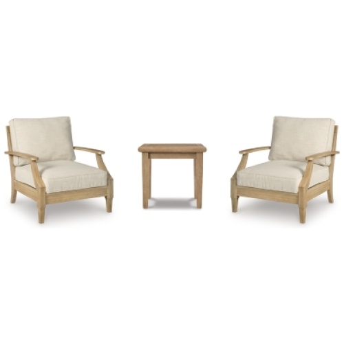 Clare View 2 Outdoor Chairs with End Table, Beige