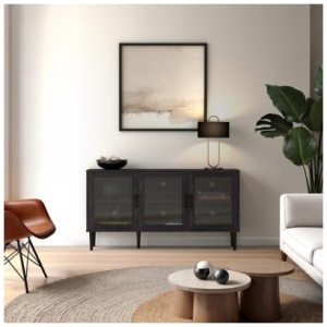 CorLiving Fluted Sideboard, Distressed Dark Gray