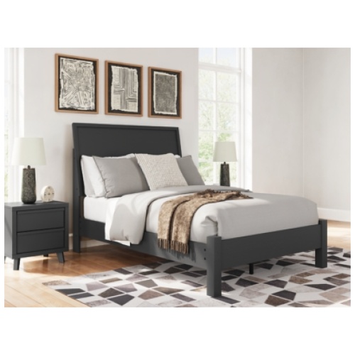Danziar Panel Bed with Post Leg Footboard, Black