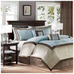 Genevieve California King 7 Piece Comforter Set, Blue