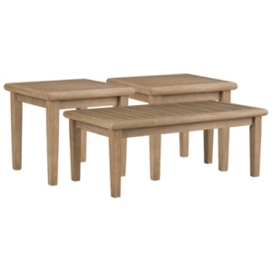 Gerianne Outdoor Coffee Table with 2 End Tables, Grayish Brown
