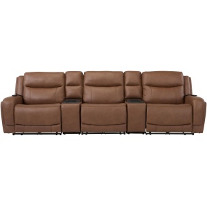 Harbin 5-pc. Leather Triple Power Sectional w/ Cooler Console