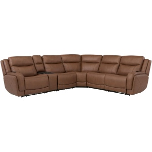 Harbin 6-pc. Leather Triple Power Sectional w/ Cooler Console