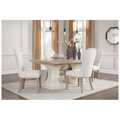 Jorlaina Dining Table and 4 Chairs, Light Grayish Brown