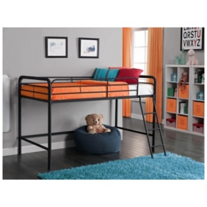 Kids Junior Twin Metal Loft Bed, Black