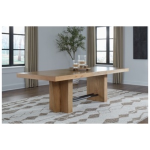 Kristiland 80"-98" Extendable Dining Table, Light Brown, Wood/ Metal