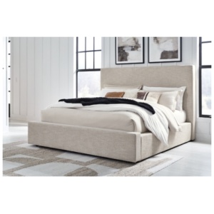 Kristiland King Upholstered Storage Bed, Light Brown