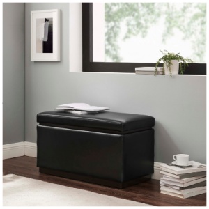 Linon Bridget Rectangle Ottoman, Black