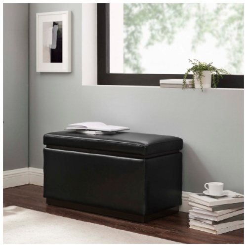 Linon Bridget Rectangle Ottoman, Black