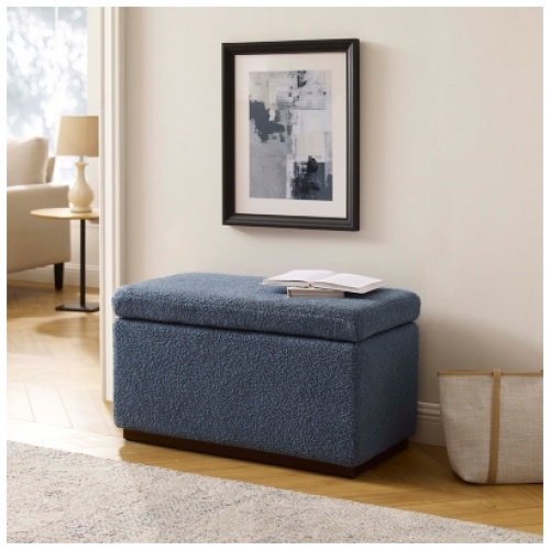 Linon Bridget Rectangle Ottoman, Dark Gray