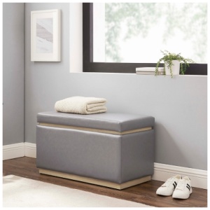 Linon Bridget Rectangle Ottoman, Gray