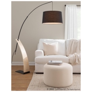 LumiSource Large Round Pouf, Beige