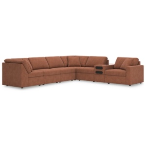 Modmax 7-Piece Modular Next-Gen Nuvella™ Performance Fabric Sectional with Audio Console, Spice