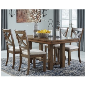 Moriville Dining Table and 4 Chairs, Grayish Brown