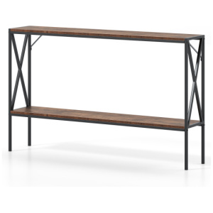 Narrow Console Table 2-Tier Entryway Table with Storage-Rustic Brown