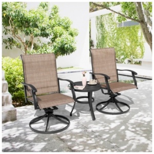 Nuu Garden Outdoor Bistro Table and 2 Chairs, Black/Brown