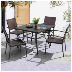 Nuu Garden Outdoor Dining Table and 4 Chairs, Black/Brown