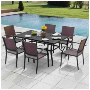 Nuu Garden Outdoor Dining Table and 6 Chairs, Black/Brown