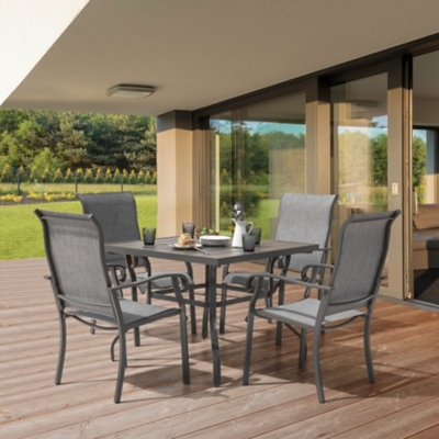 Nuu Garden Outdoor Square Dining Table and 4 Chairs, Gray
