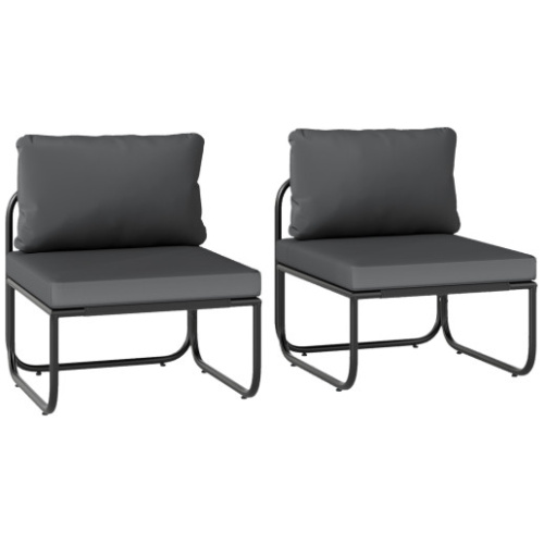 Outdoor Patio Chairs Set of 2 with Removable Cushions and Adjustable Foot Pads-Gray