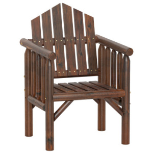 Outdoor Wood Armchair Wooden Patio Dining Chair with Armrests-Brown