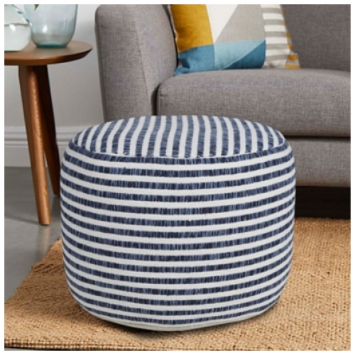 Quincy Striped Pouf, Blue