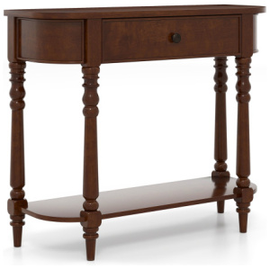 Retro Console Table 36"L Wooden 2-Tier Narrow Behind Couch Foyer Table-Brown