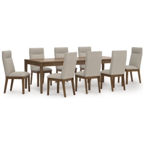 Roanhowe Dining Table and 8 Chairs, Brown